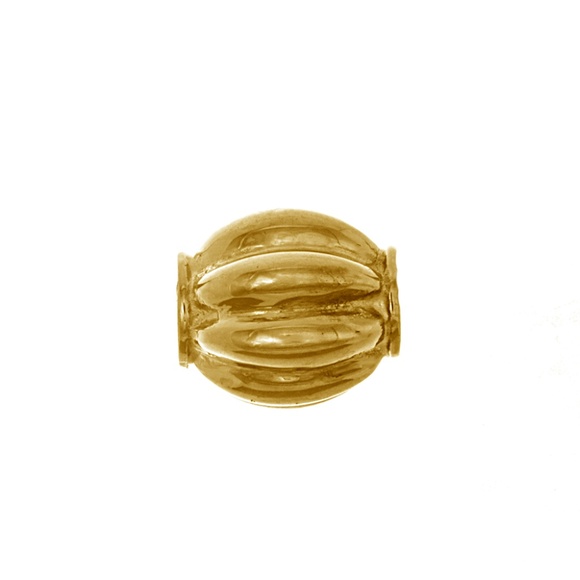 14k Yellow Gold 3-D Ridged Round Barrel Charm